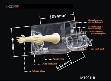 高く透明な不活性ガスのグローブ ボックス、作動すること容易な携帯用グローブ ボックス